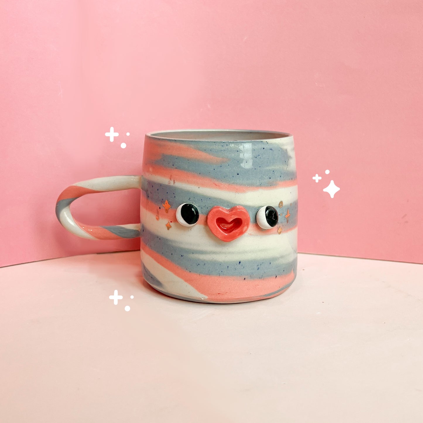 Large blue & pink swirl mug