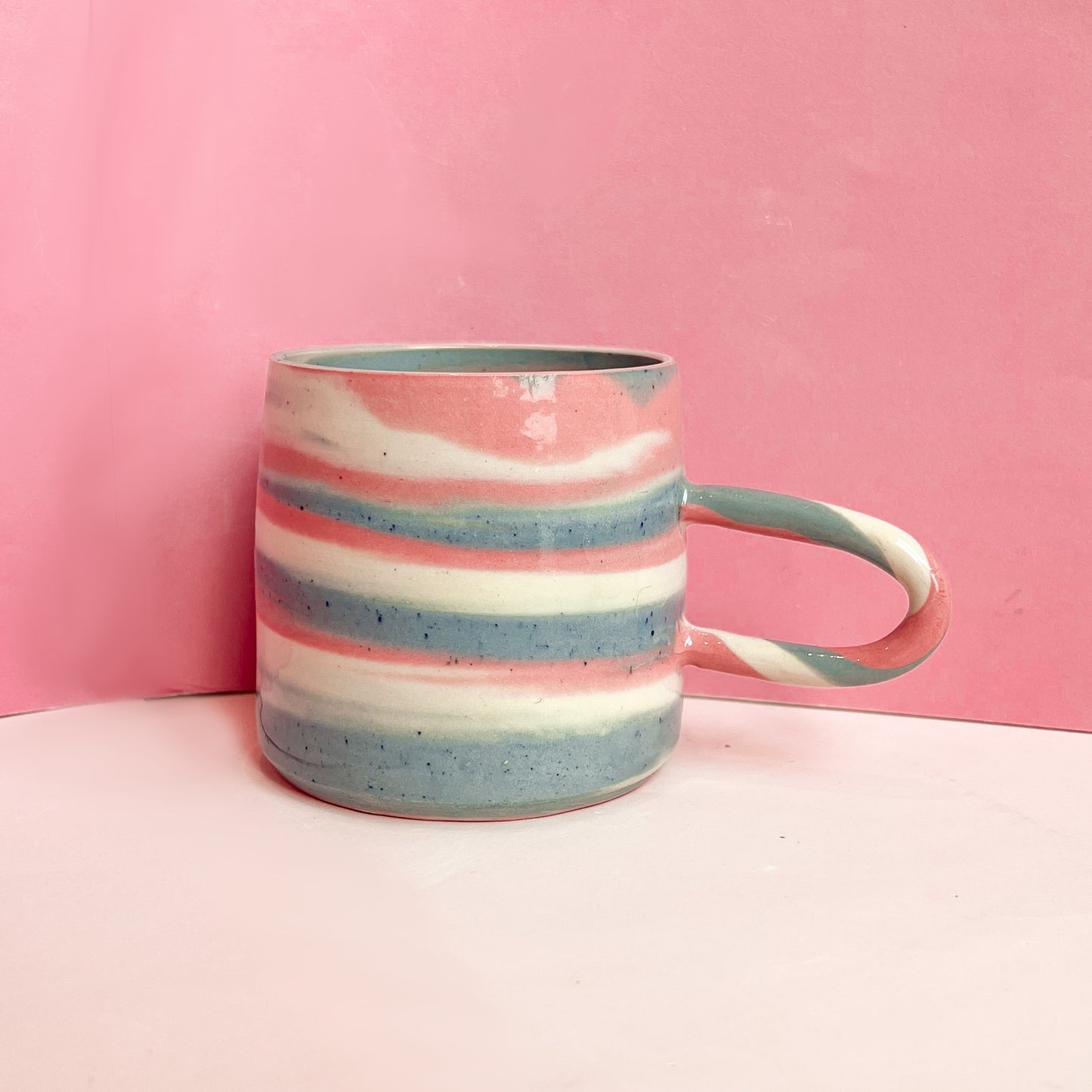 Large blue & pink swirl mug