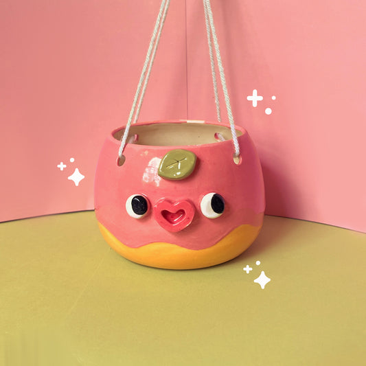 Peach hanging planter