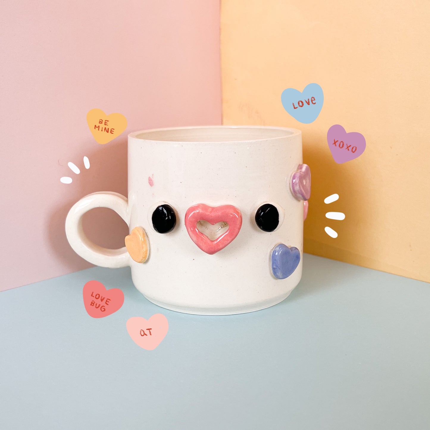 Candy hearts mug