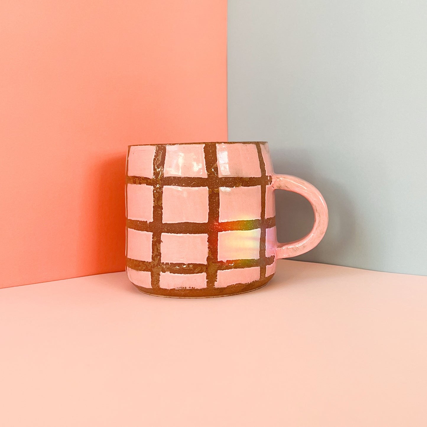 Pink Grid mug (seconds)
