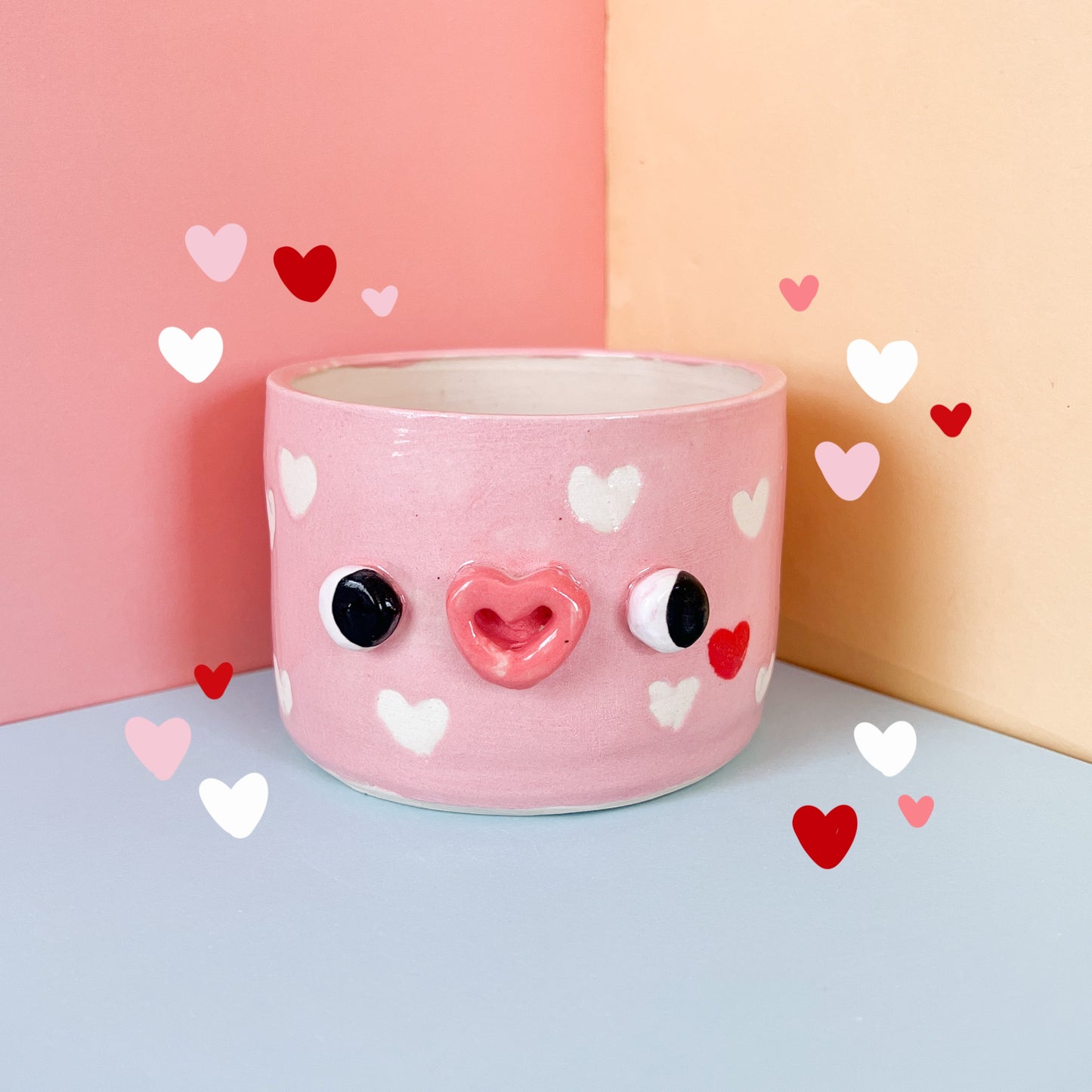 Pink hearts planter