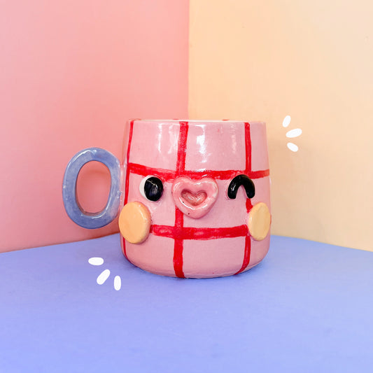 Pink Grid mug