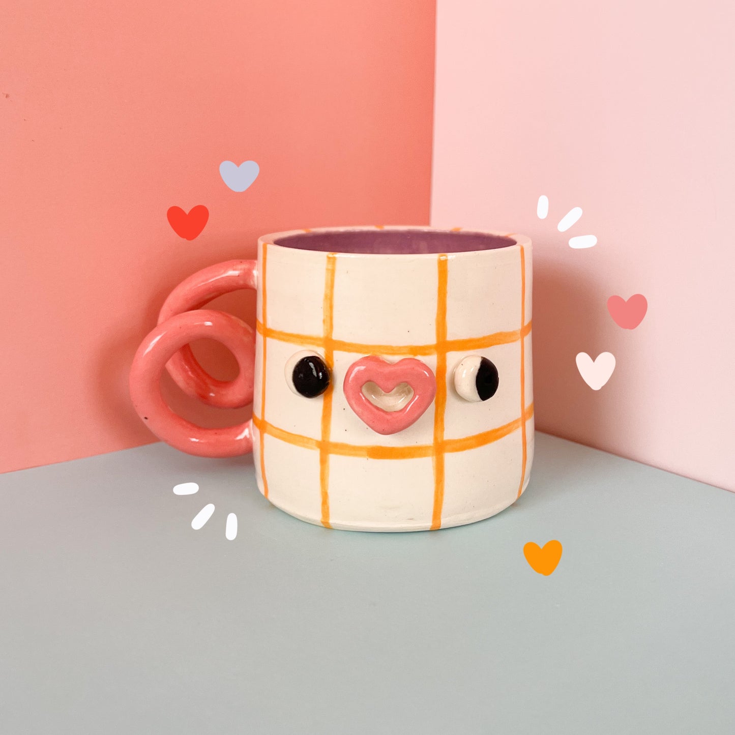 Yellow & pink love mug