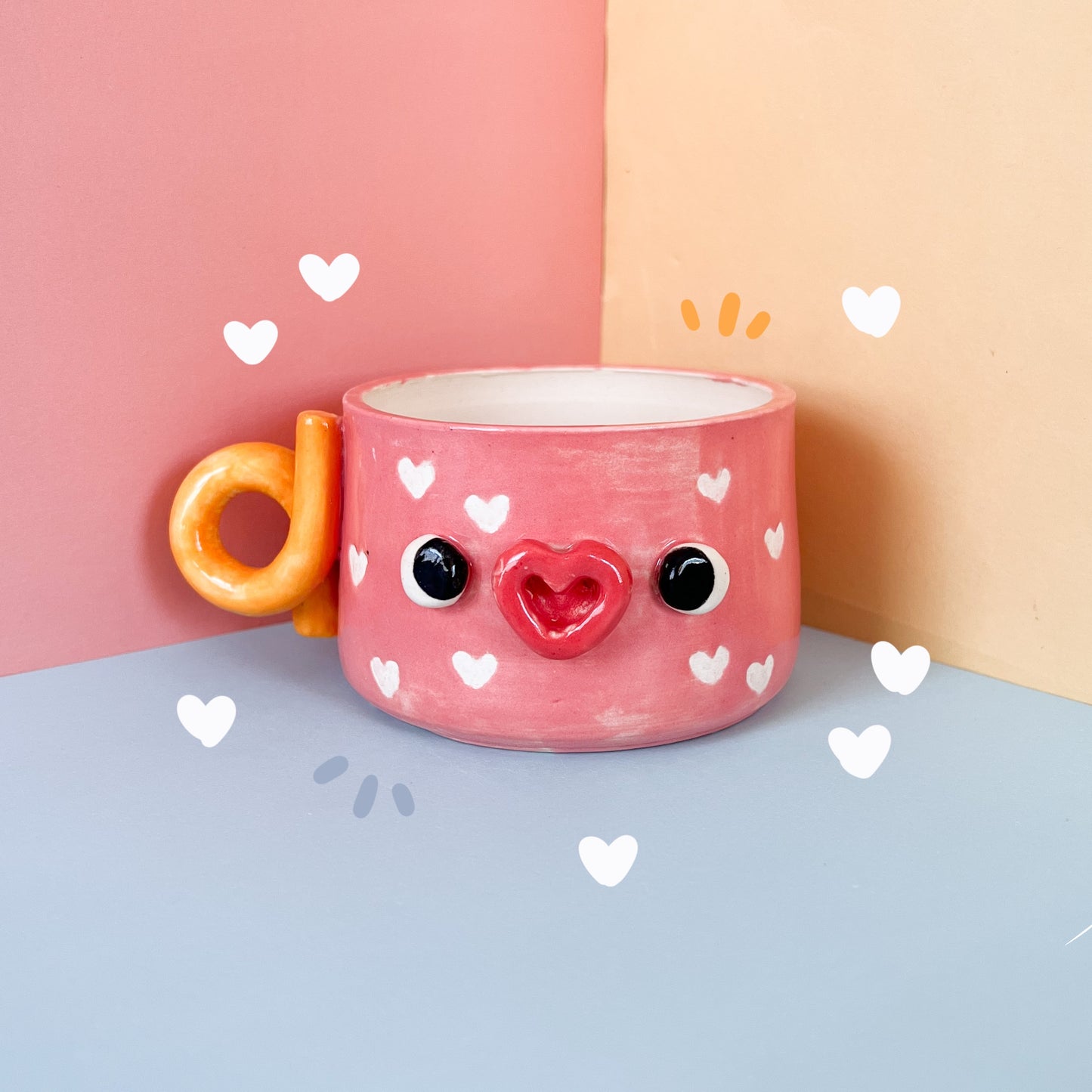 Pink hearts mug