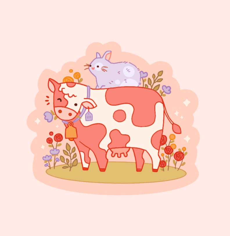 Bunny and cow sticker