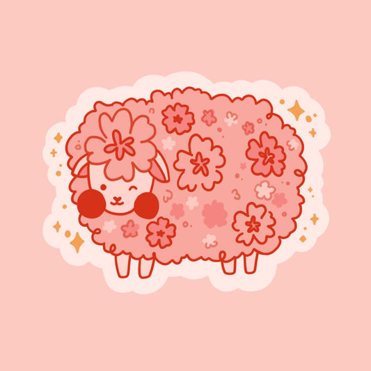 Cherry blossom sheep sticker