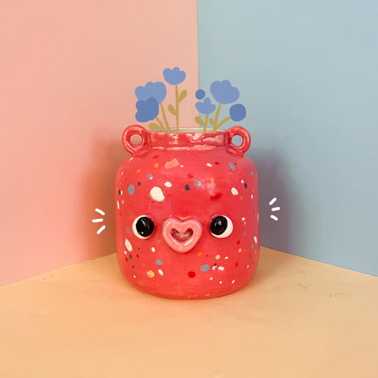 Pink speckled vase