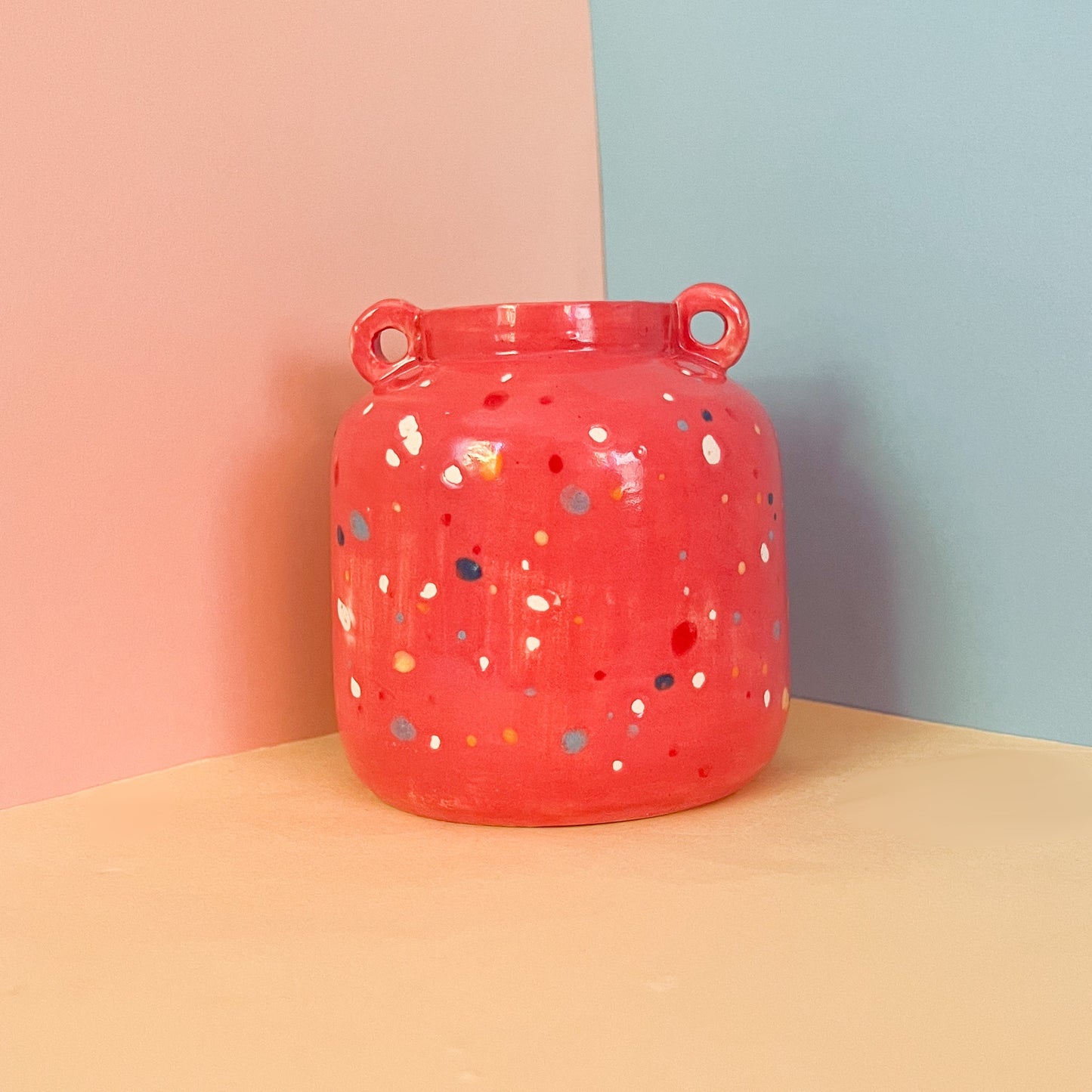 Pink speckled vase