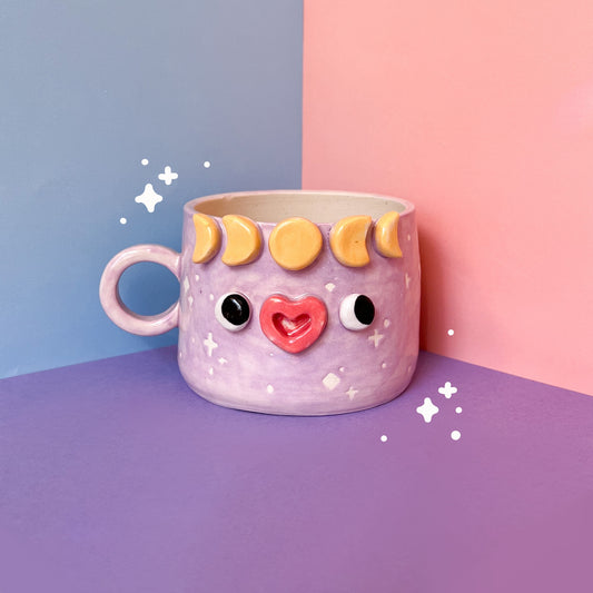 Lavender moon phase mug