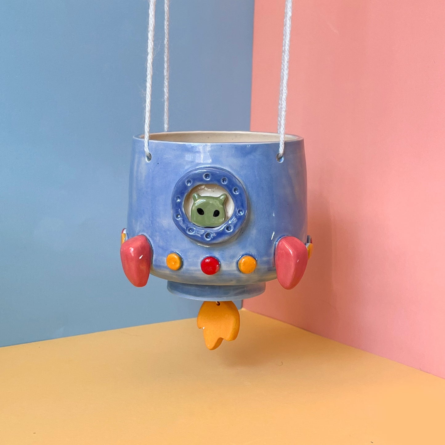 Rocketship hanging planter