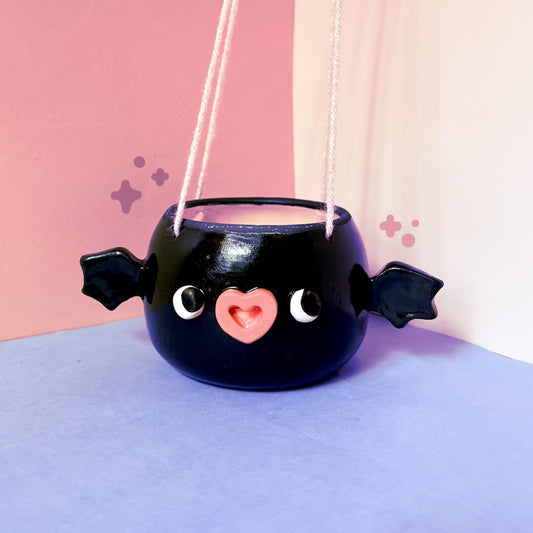 Black bat hanging planter