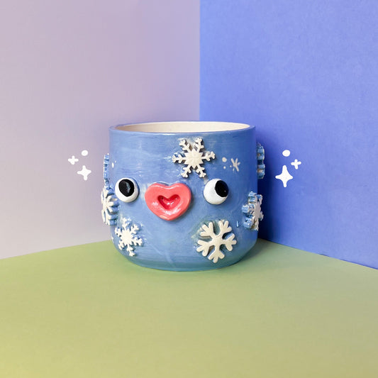 Blue snowflake planter