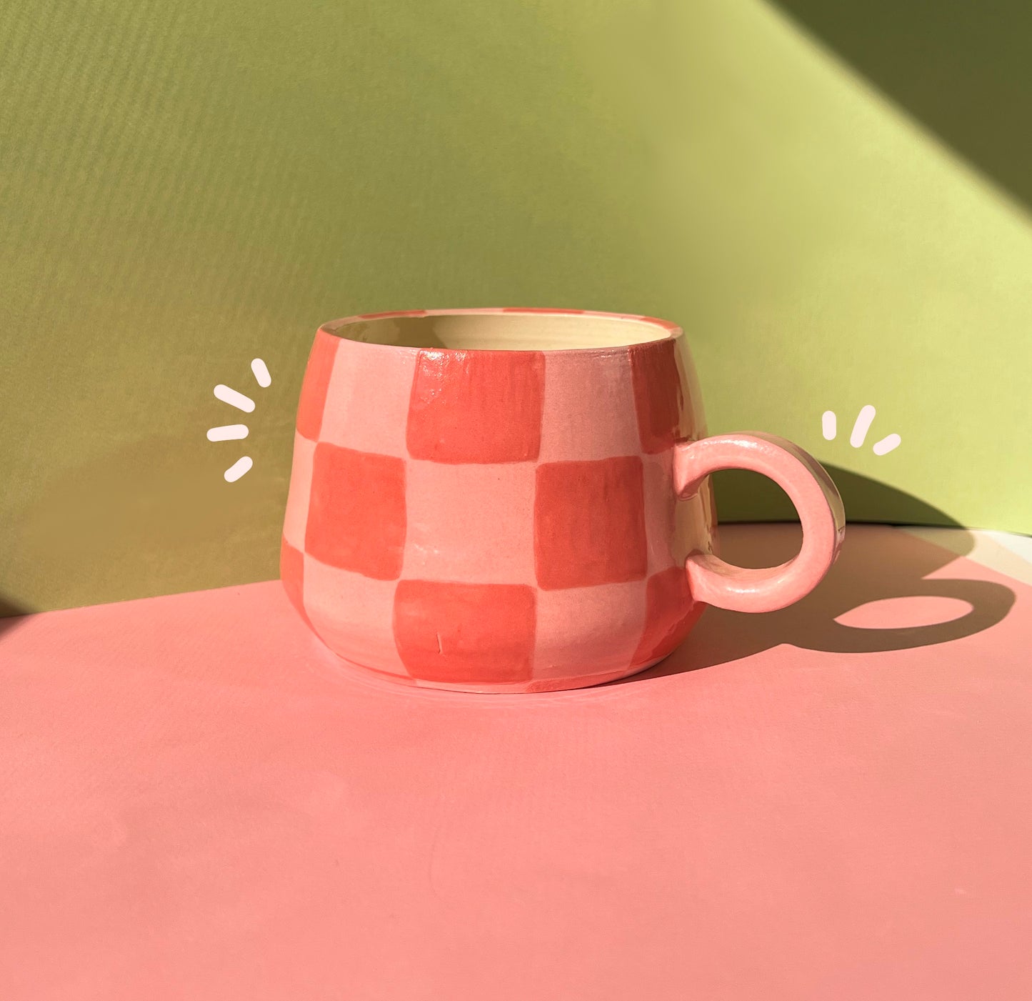 Pink checkered mug