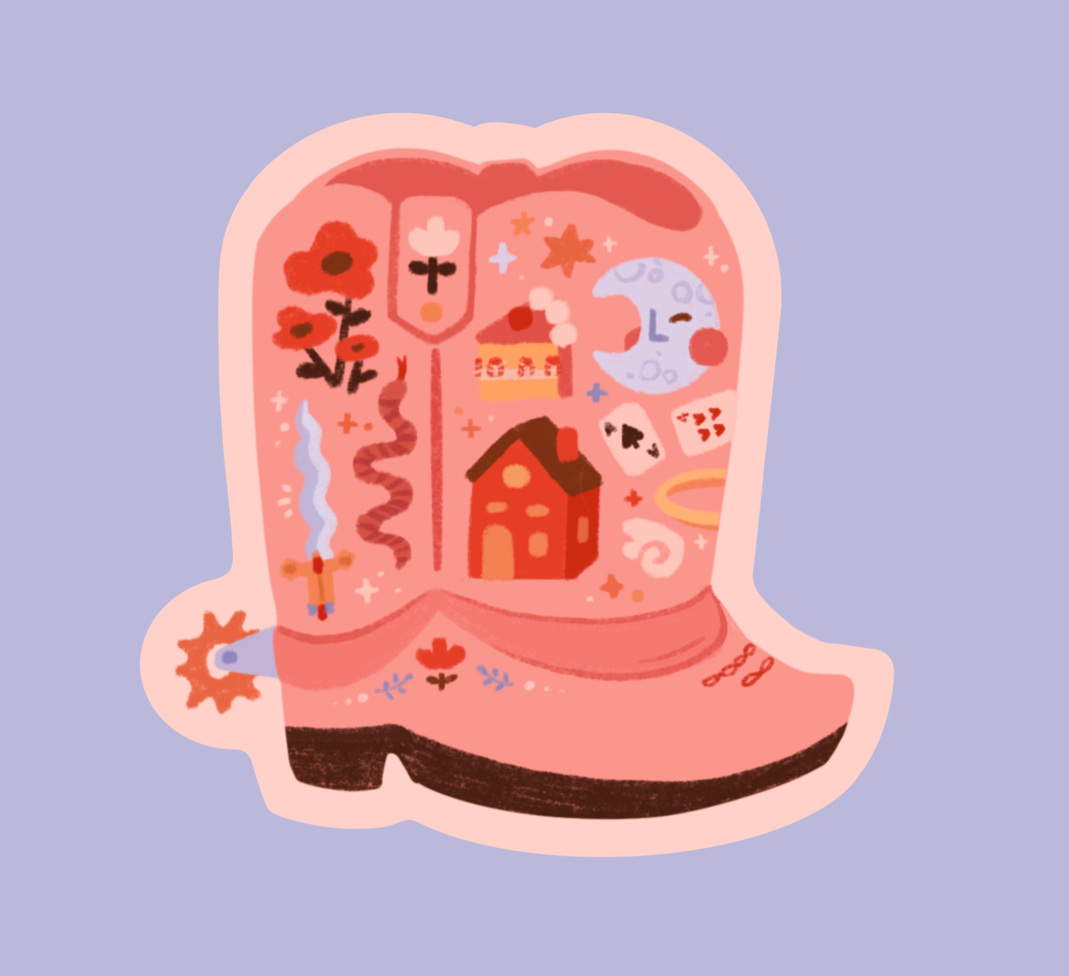 Boot Open Button Sticker Cowboy boot sticker – Louise Vermeil Designs