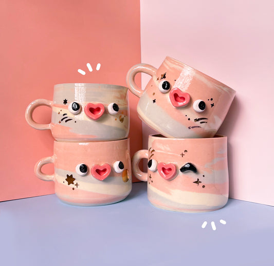 Pink & blue swirl mugs