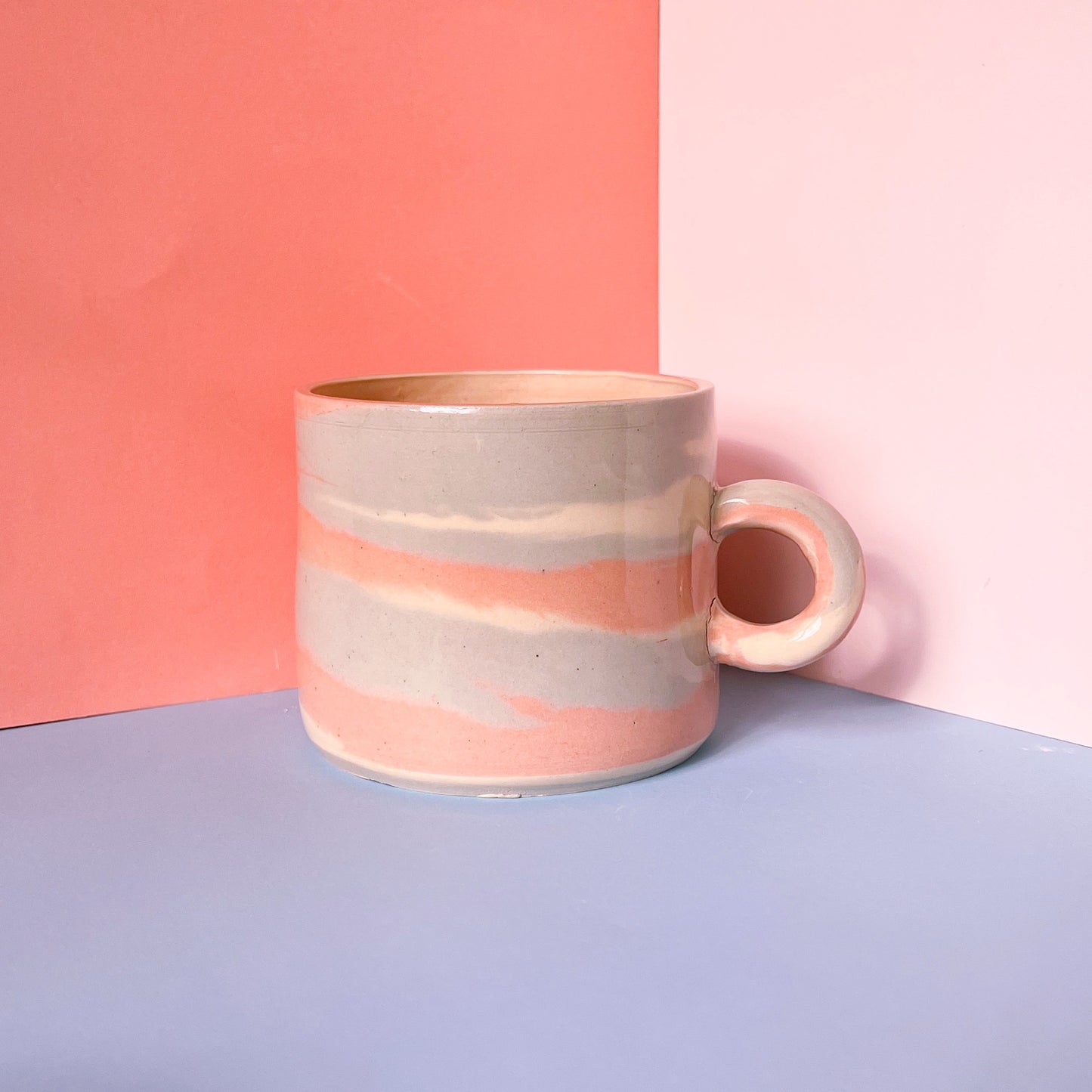 Pink & blue swirl mugs