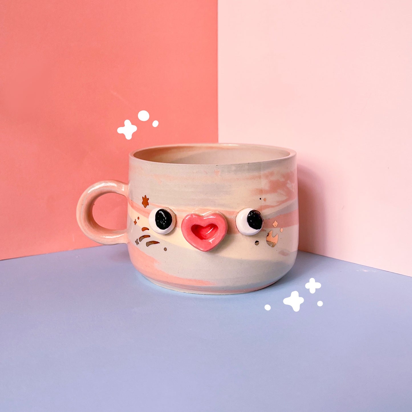Pink & blue swirl mugs