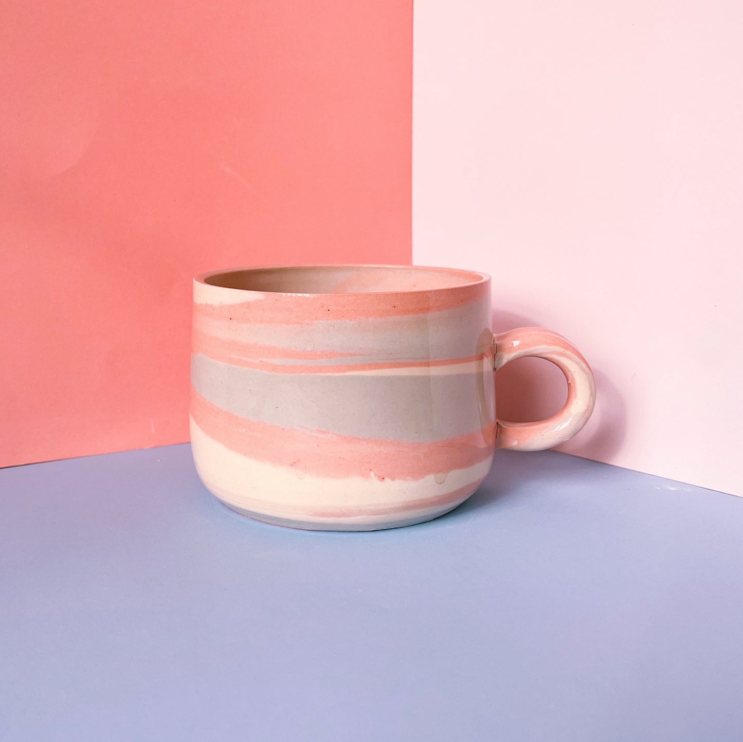 Pink & blue swirl mugs