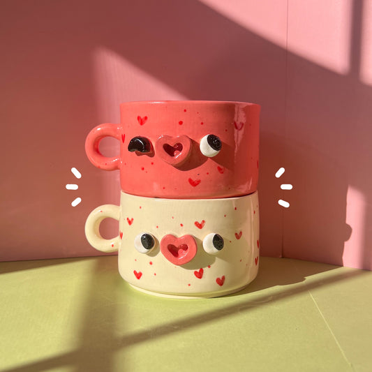 Valentines heart mug set