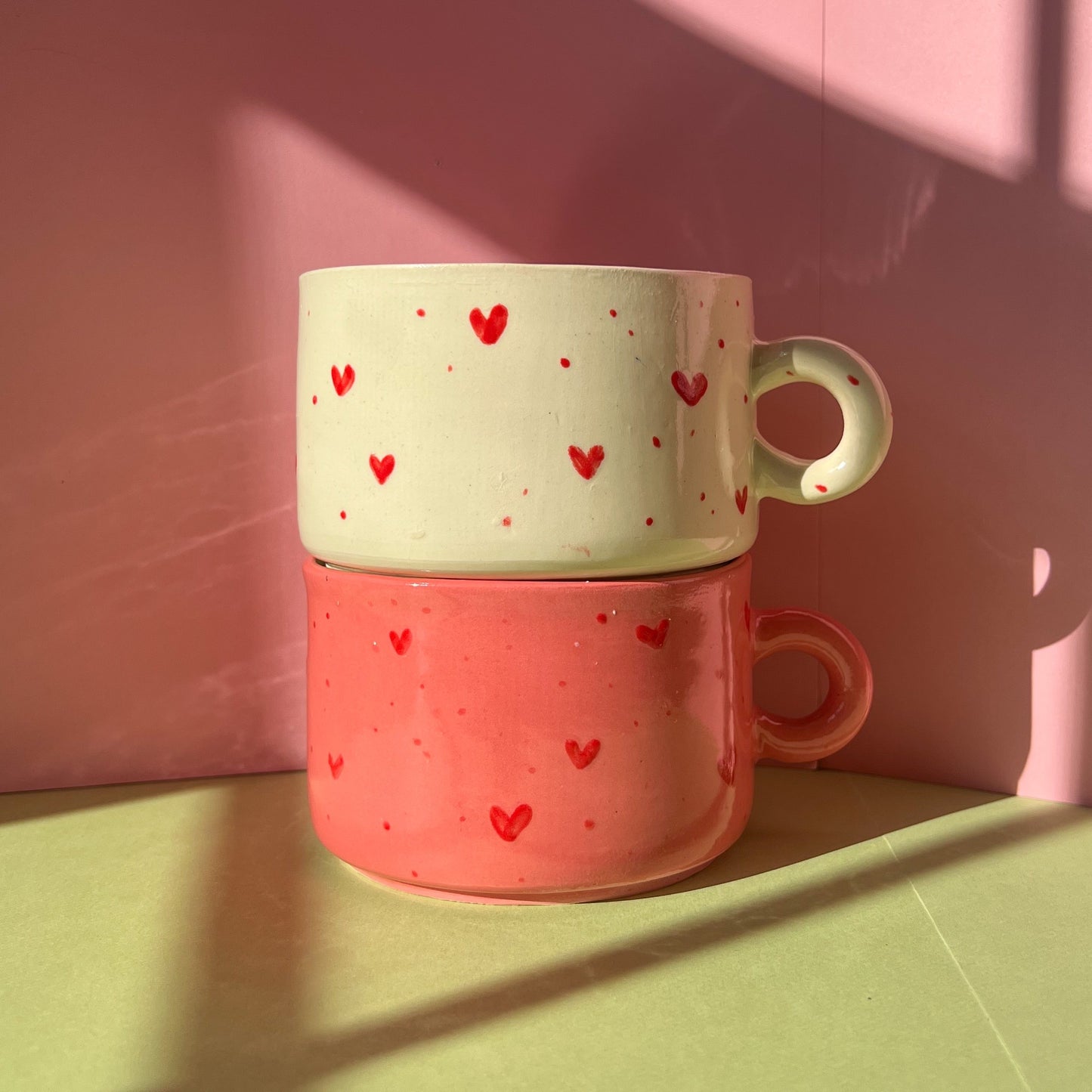Valentines heart mug set