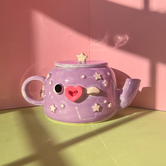 lilac starry teapot