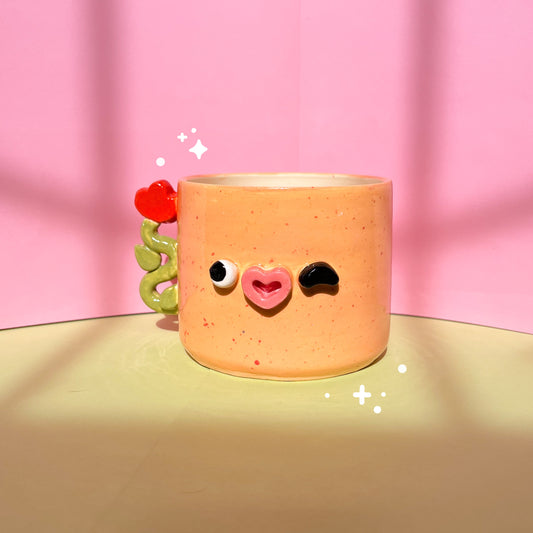 Peachy flower mug