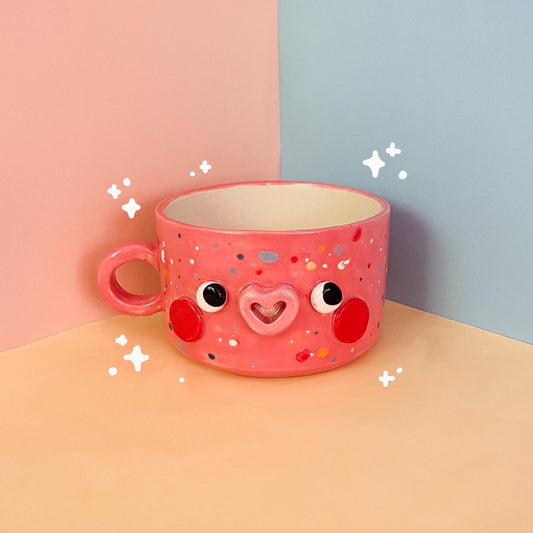 Pink speckled mug